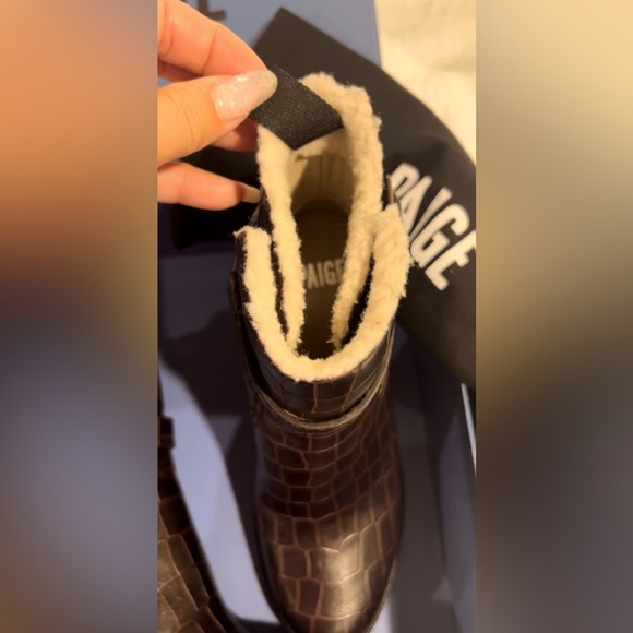 🤎NEW WITH BOX & dust bag Paige chocolate leather, croc-stamped boot 🐿️ - Picture 14 of 17